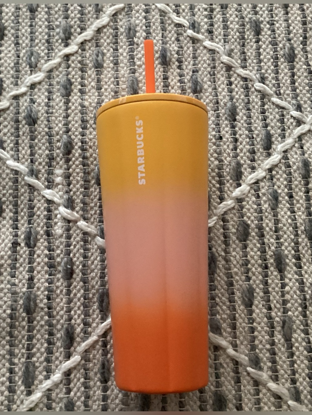 Starbucks Orange to Yellow Ombre Tumbler with Orange Straw